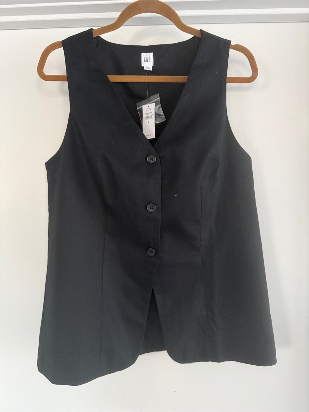 GAP Linen Black Sleeveless Button-Front Tunic